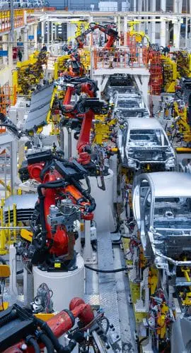 Automotive Production Line. Welding Car Body. Modern Car Assembly Plant