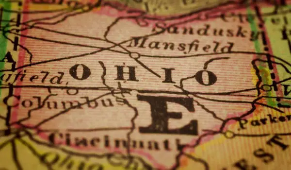 A map showing various locations in the state of Ohio, including Sandusky, Mansfield, and Columbus.
