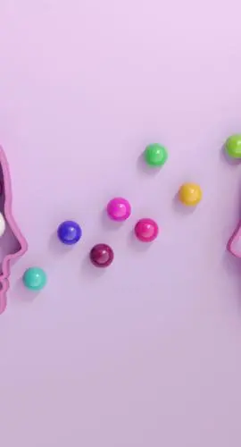 Human heads includes lots of multi colored spheres, symbolizing communication concepts. (3d render)