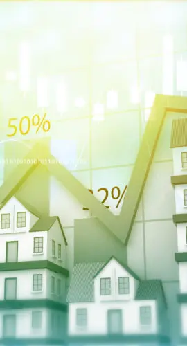 Real estate growth graph. 3d illustration