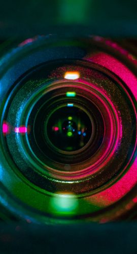 colorful up close view of a camera lens