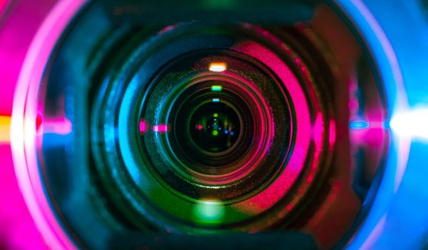 colorful up close view of a camera lens