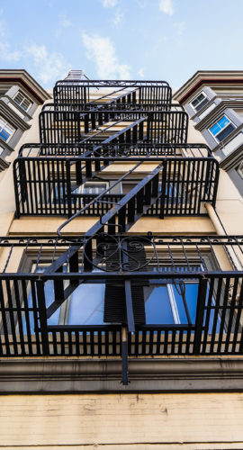 View of fire-escapes from below