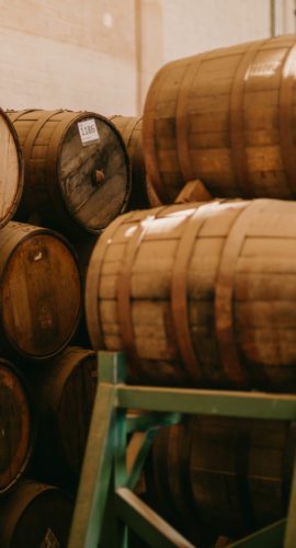 Tequila aging in barrels