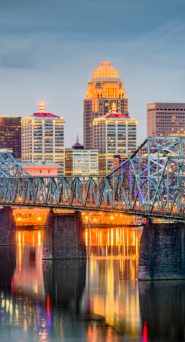 Louisville, Kentucky, USA skyline on the river.