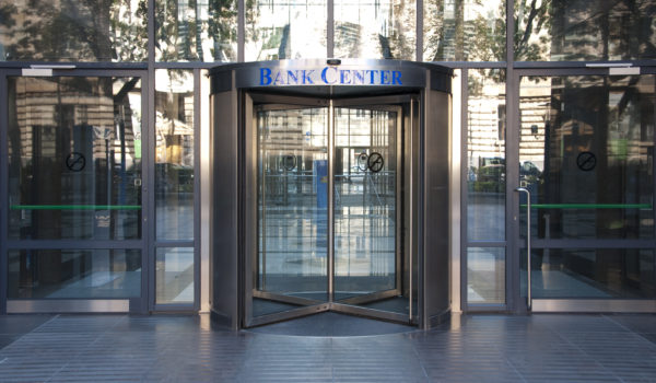 Bank center entrance